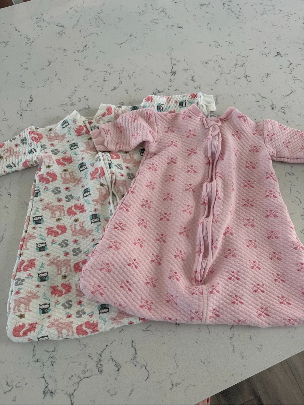 Cozy Pink Quilted Baby Sleep Sack with Forest Animal Print Gown